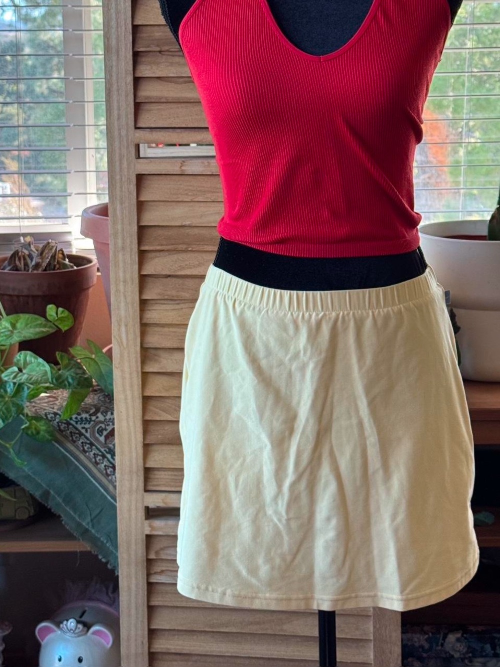 Nike Butter Yellow Elastic-Waist Mini Skirt
